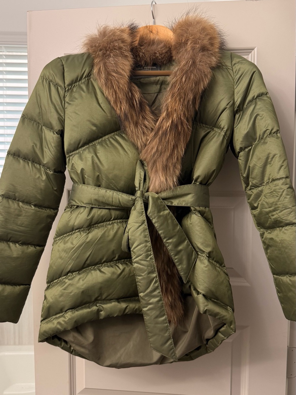 Paola Morena Down Puffer Coat w/ Real Raccoon Fur – Size L